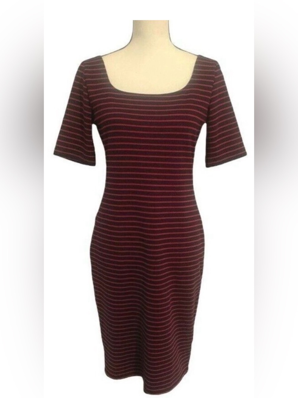 Navy & Red Striped Dress with Cute Back Zipper, Great Condition, Large